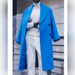 Zara Vibrant Blue Wool Blend Coat Extra Small